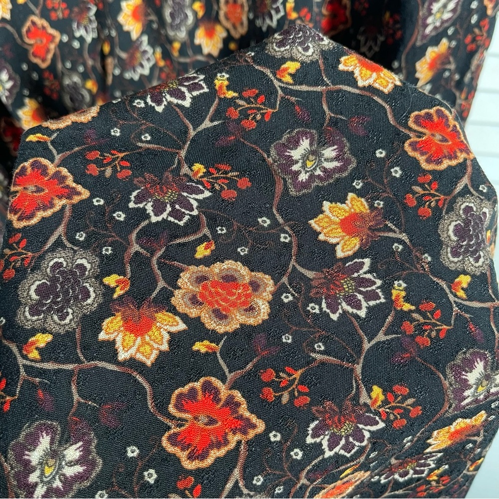 Lane Bryant Floral Maxi Dress Black Fall Print Long Sleeve Size 14 - Picture 7 of 15